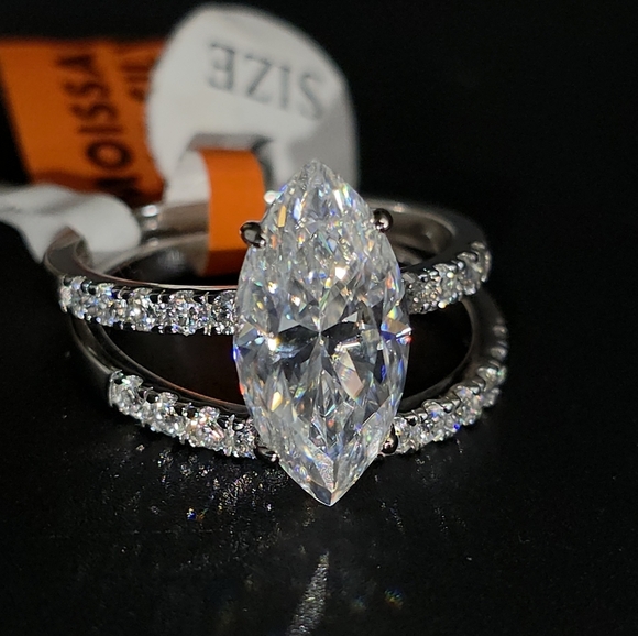 Jewelry - 💎 Marquise Cut Moissanite Engagement Ring Set – 925 Sterling Silver – Size 9